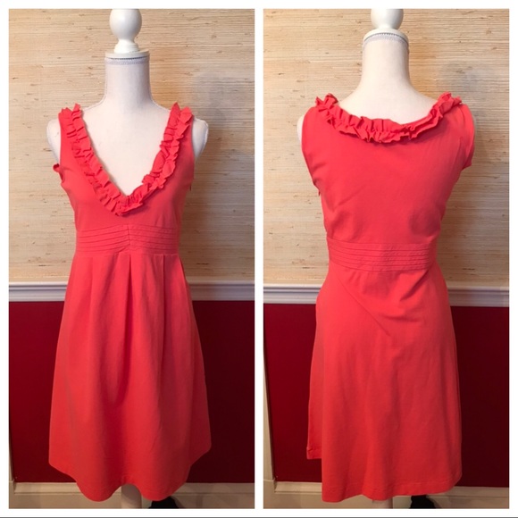 J. Crew Dresses & Skirts - HP🎉 J. Crew Coral Pique V-Neck Dress (Size 4)